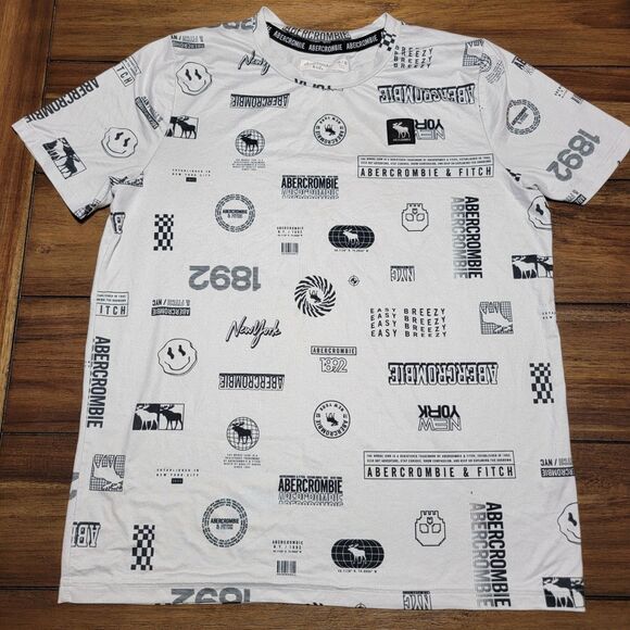 Abercrombie Kids B&W Short Sleeve Tee Graphic - Size 15/16 - Picture 1 of 4